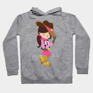 Cowgirl, Sheriff, Western, Country, Brown Hair Hoodie